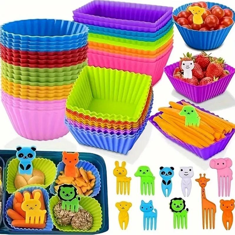 Meal Prep Template - ● 12/24 個シリコンランチボックスディバイダー弁当ランチボックスディバイダーランチディバイダーディッシュカップサラダドレッシング子供用ランチアクセサリー