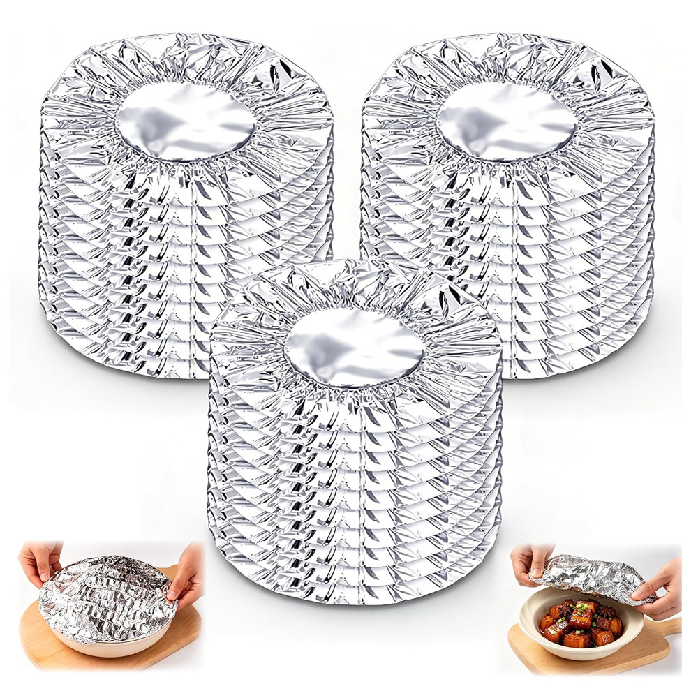 Meal Prep Bowl - 再利用可能なアルミホイルフードカバー、ポップアップ式アルミホイル断熱カバー、キッチンボウル、プレート、食事準備用のヒートシールド蓋