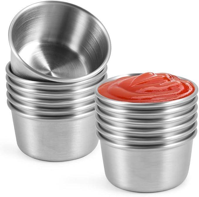 Sauce Dipping Cup - ステンレス鋼ソースカップミニディッピングボウル再利用可能な調味料容器積み重ね可能なサラダドレッシングケチャップソースカップピクニック用