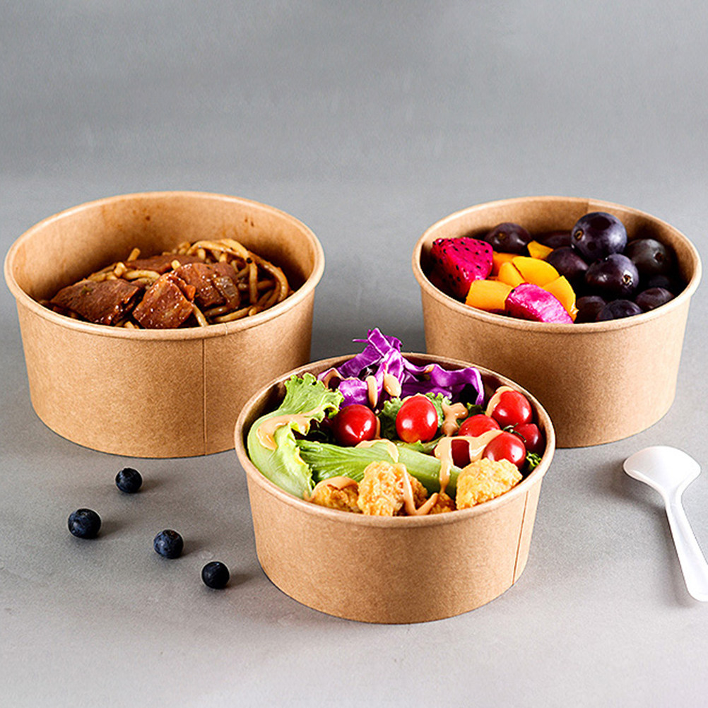 Meal Prep Bowl - 50個入り、クラフト紙製の食品容器。使い捨てのスープカップ、食事の準備用ボウル。重ねて収納可能で、テイクアウト用の包装にも適しています。リサイクル可能なスープカップ。