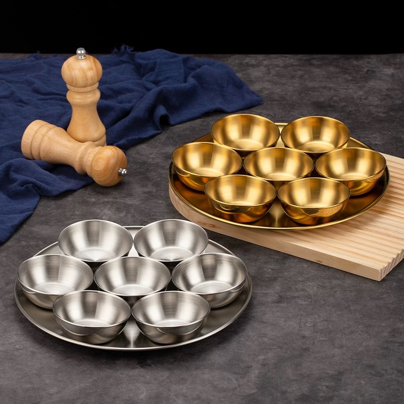 Sauce Dipping Cup - ディップソースボウル 韓国風 ステンレス製 バーベキュー用ディップソース皿セット 業務用小皿 鍋物用ディップソースボウル
