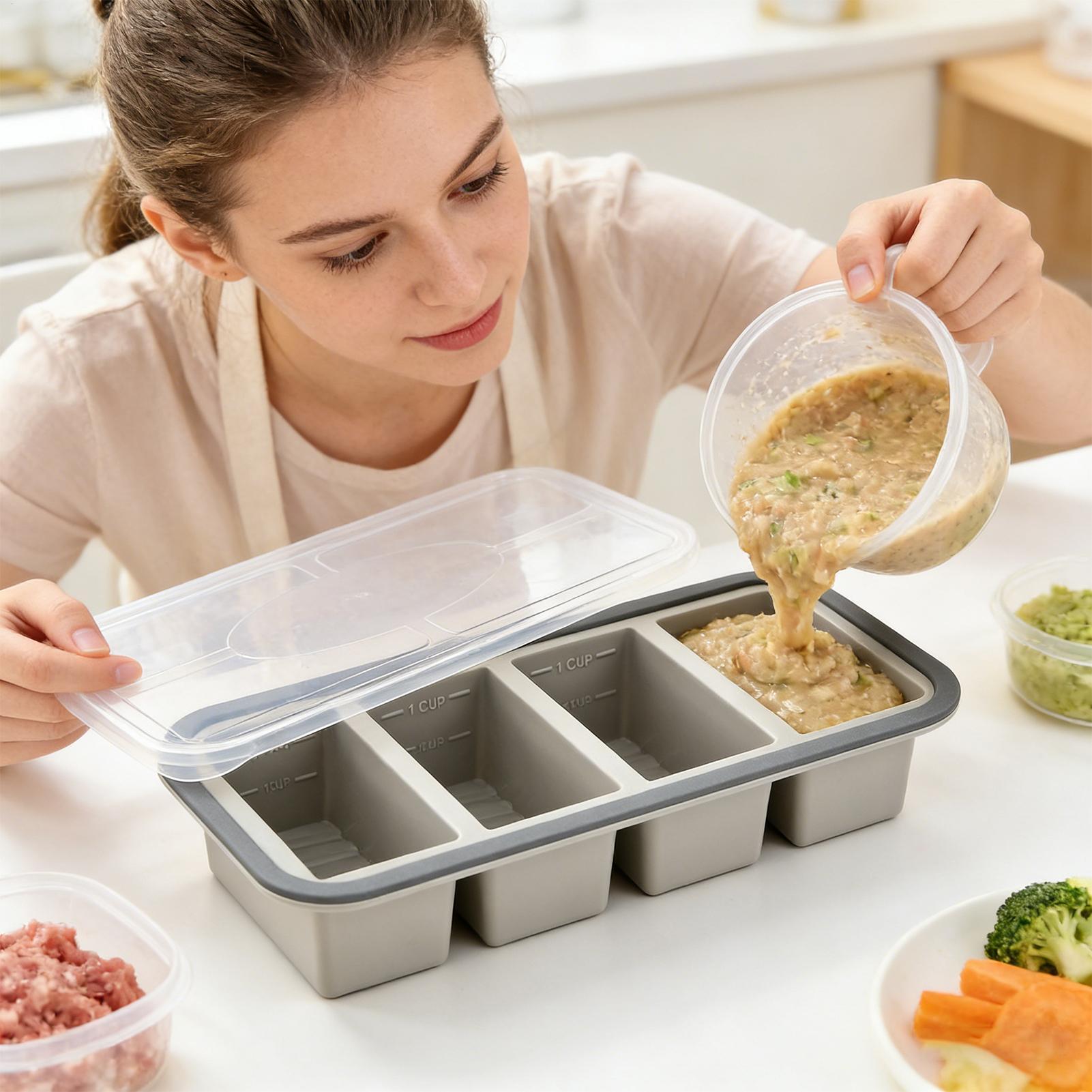 シリコン製冷凍庫用型、簡単に取り出せる食品保存容器、スープ、 - Meal Prep Template のレビューと価格