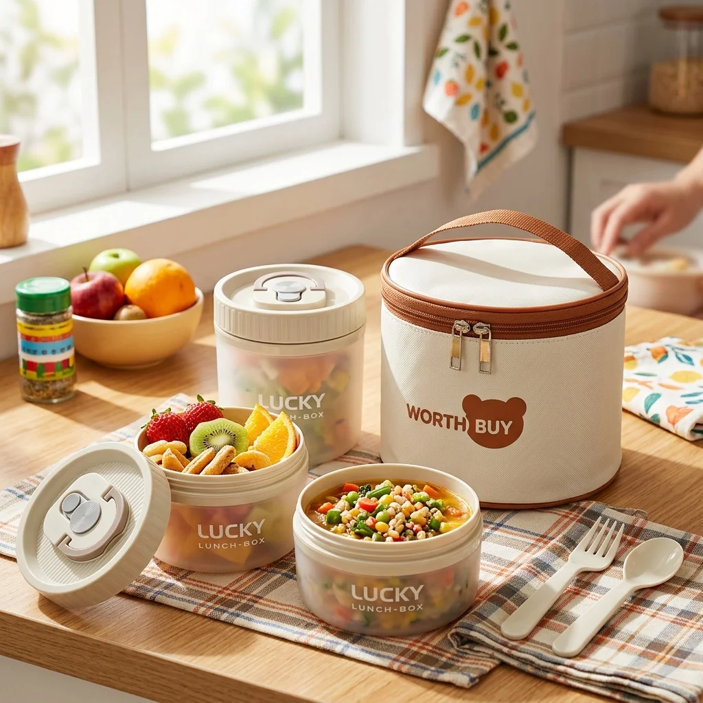 持ち運び可能なプラスチック製弁当箱。電子レンジ対応で、取っ手 - Meal Prep Or Prep Meal のレビューと価格