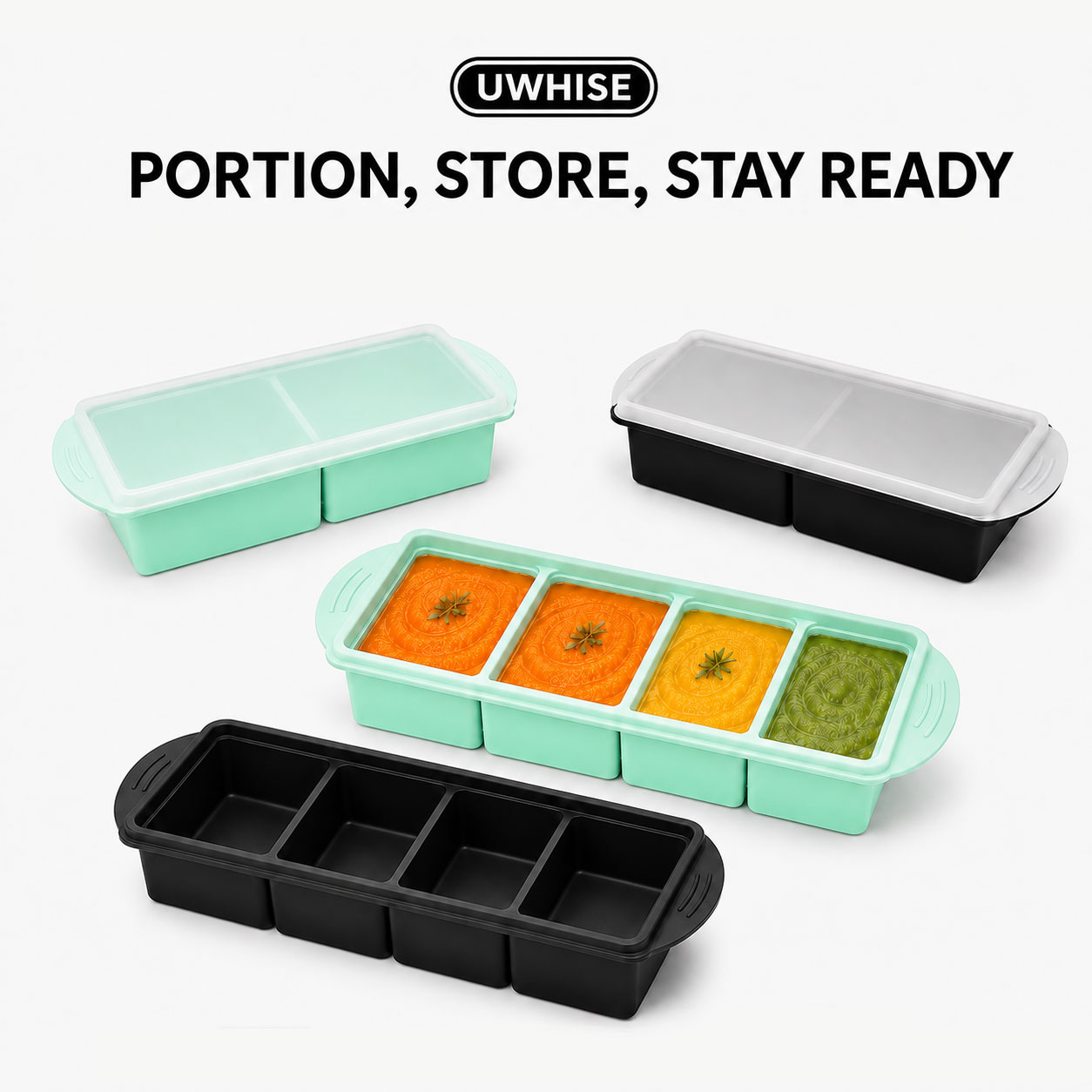 Uwhiseシリコン製スープ冷凍トレイ、蓋付きベビーフード保 - Meal Prep Template のレビューと価格