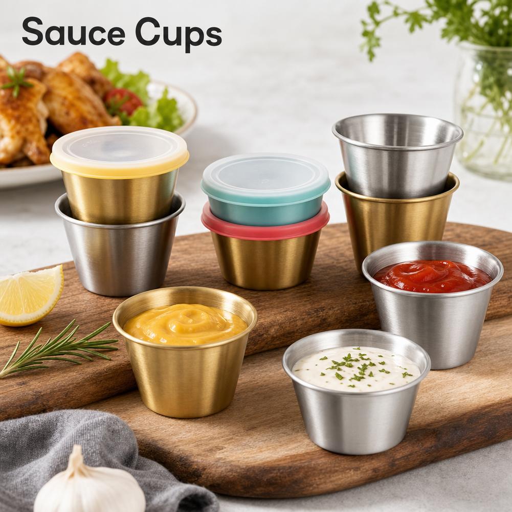 ステンレス鋼ソースカップミニディッピングボウル再利用可能な調 - Sauce Dipping Cup のレビューと価格