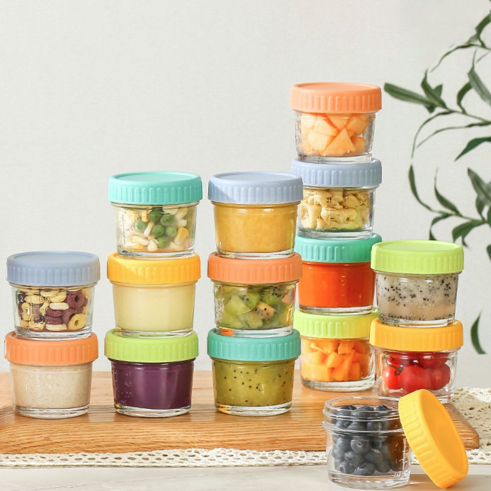 6個入りガラス製ベビーフードジャー 再利用可能 目盛り付き  - Sauce Dipping Cup のレビューと価格