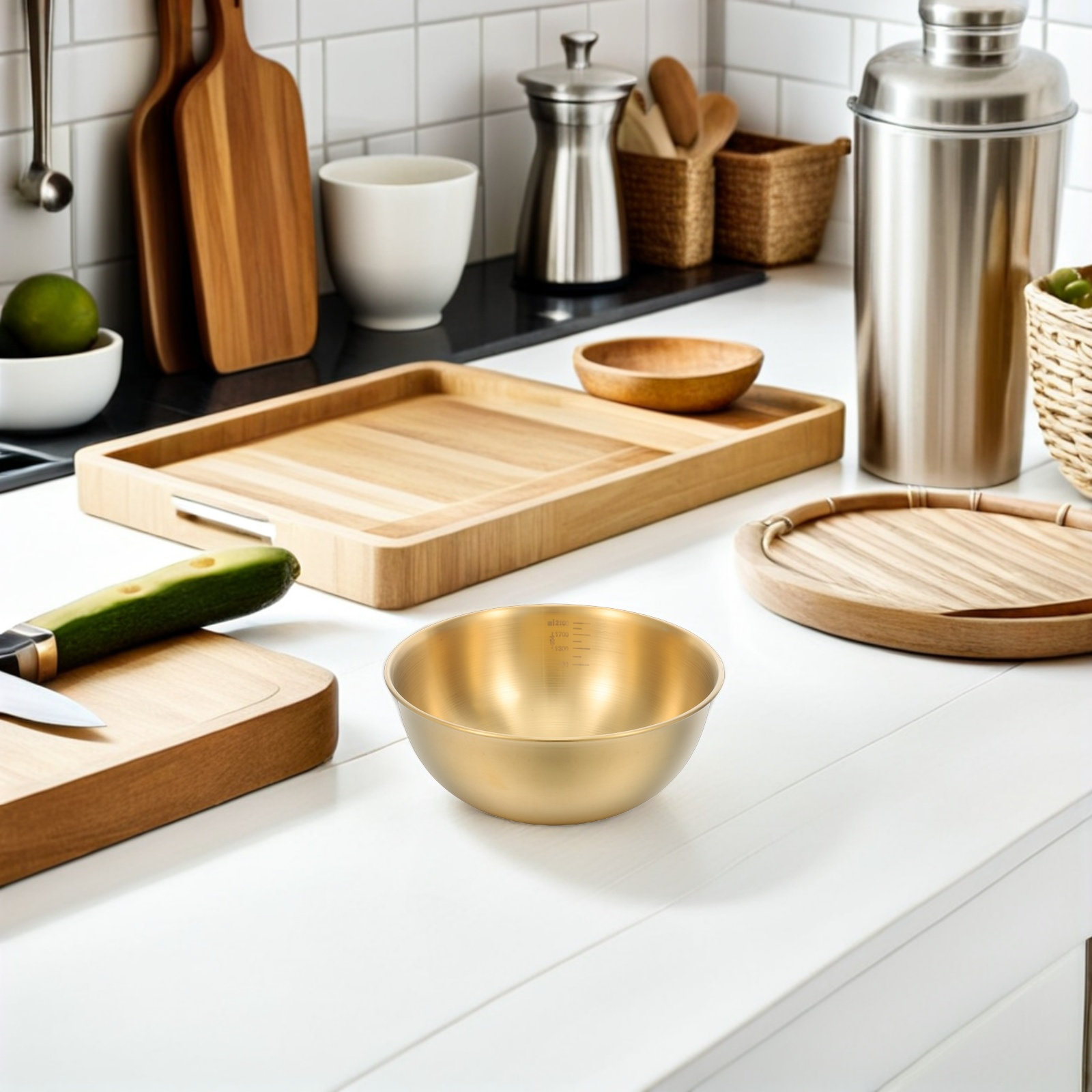 ステンレス製ミキシングボウル、目盛付き、2100ml、深型、 - Meal Prep Bowl のレビューと価格