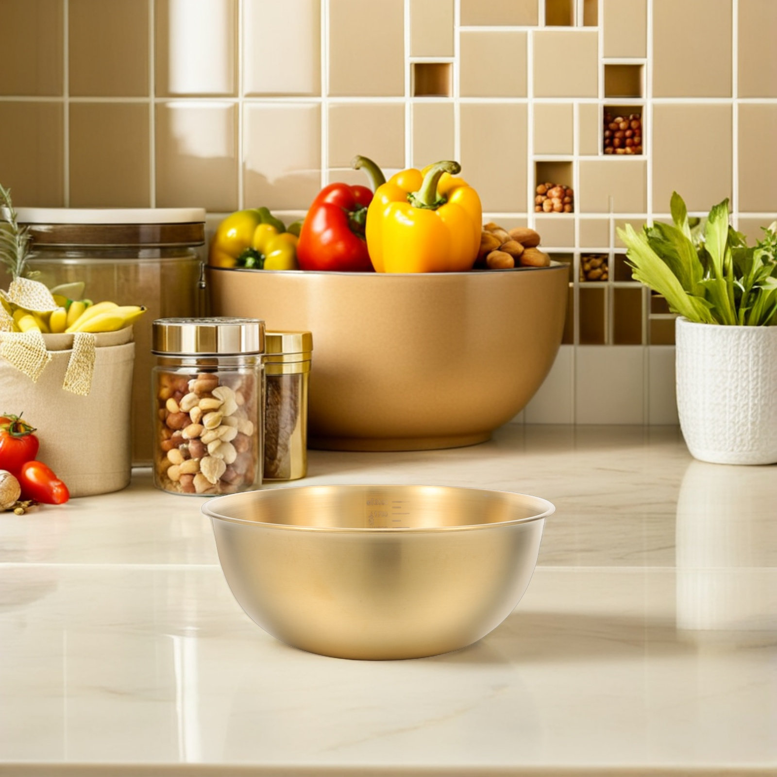 ステンレス製ミキシングボウル、目盛付き、2100ml、深型、 - Meal Prep Bowl のレビューと価格