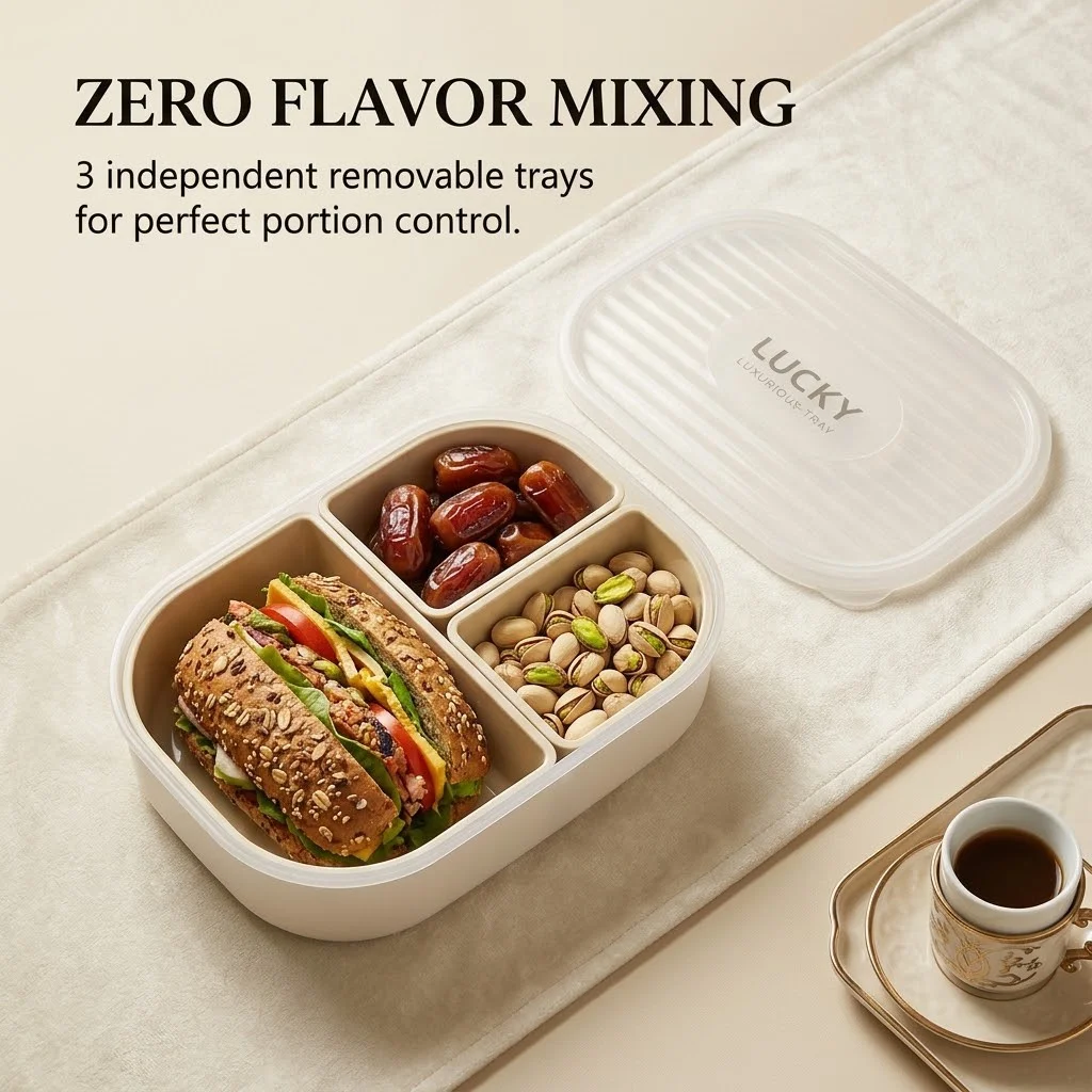 3つの仕切りが付いたプラスチック製弁当箱。電子レンジ対応で、 - Meal Prep Or Prep Meal のレビューと価格