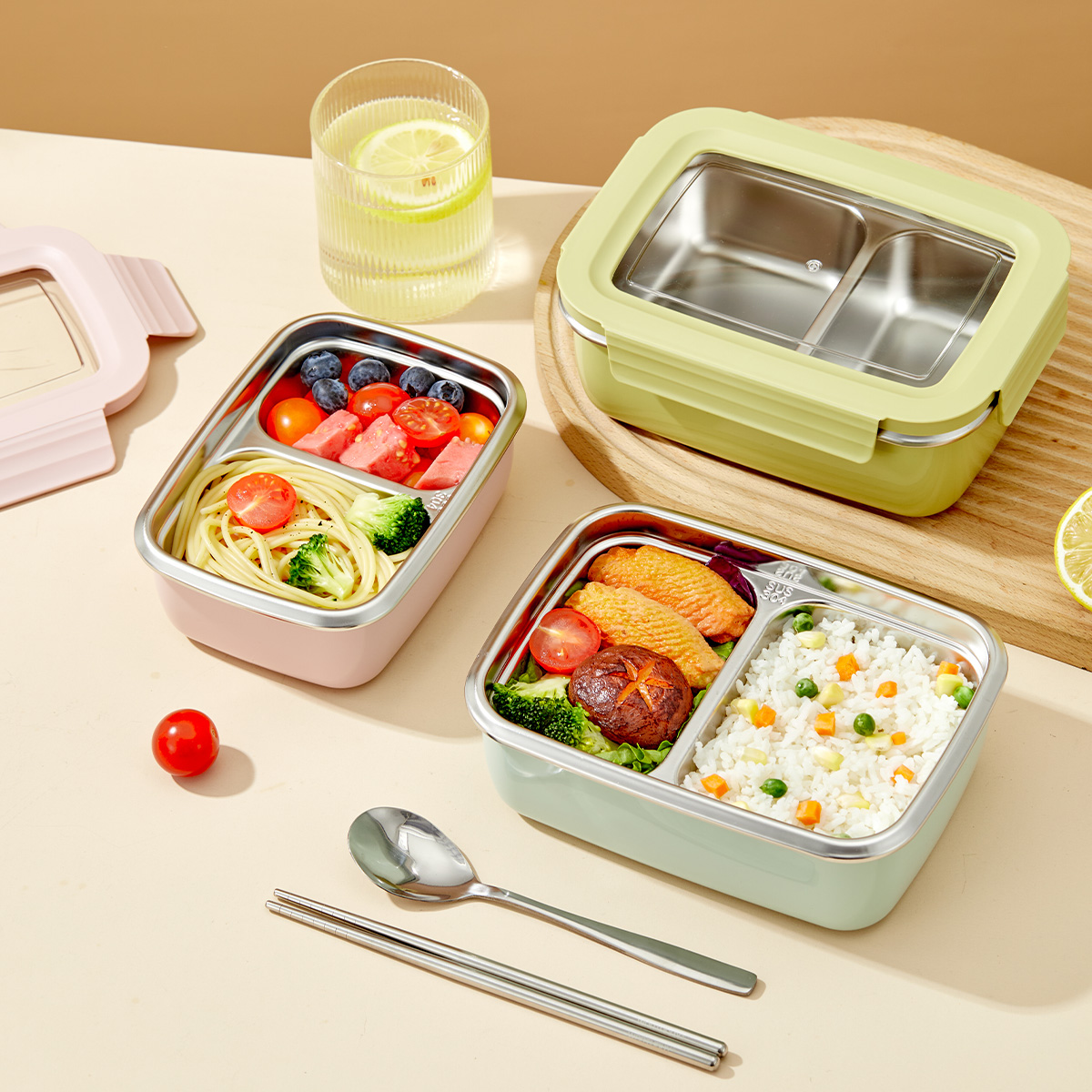 電子レンジ 304 ステンレス鋼コンパートメント弁当箱積み重 - Meal Prep Bowl のレビューと価格