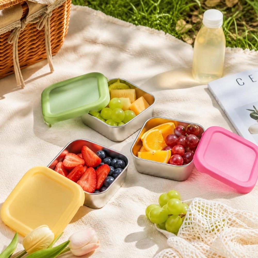 シリコン蓋付きステンレス製鮮度保持ボックス、積み重ね可能な食 - Meal Prep With Rice のレビューと価格