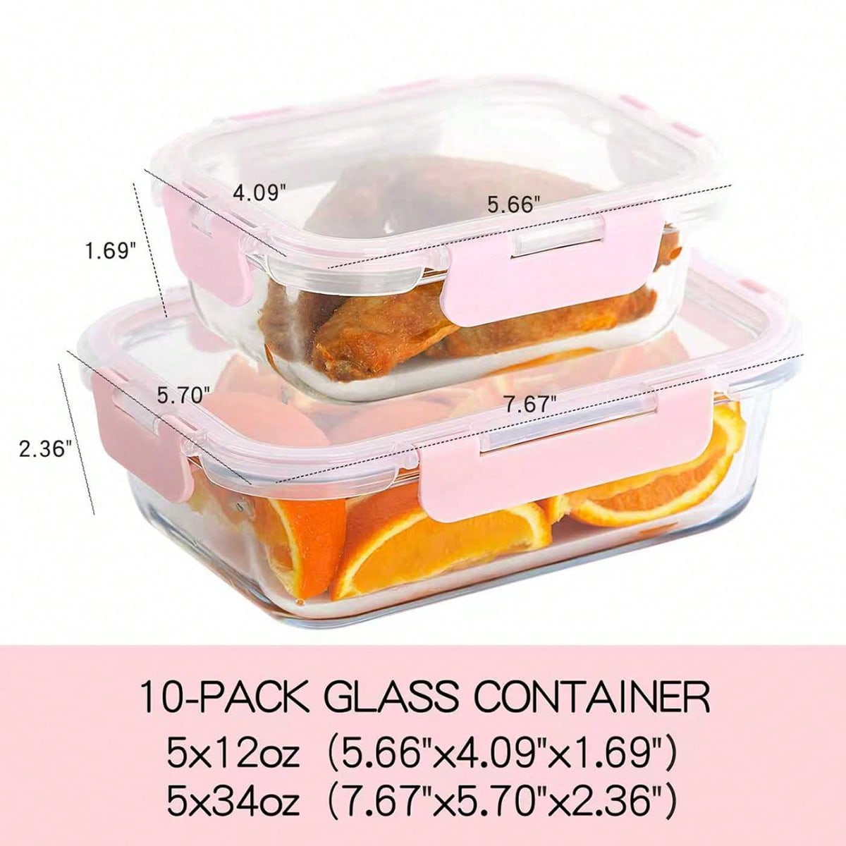 10個入りガラス製ミールプレップ容器、蓋付き食品保存容器、気 - Meal Prep Kitchen のレビューと価格