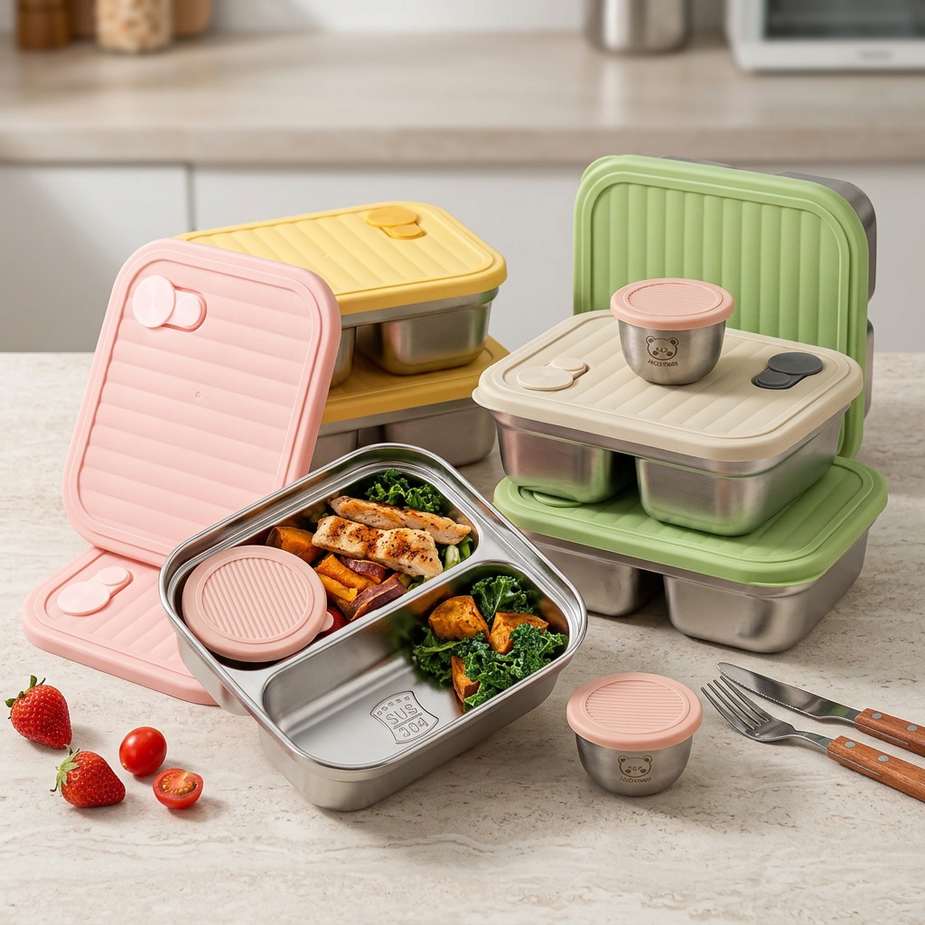 304ステンレス製ランチ容器、子供や学生向けの携帯用密閉ラン - Meal Prep Bowl のレビューと価格