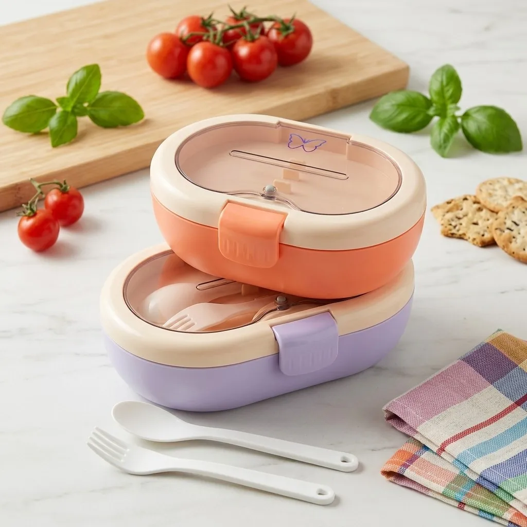 プラスチック製の弁当箱。カトラリー付きで、汁漏れしにくく、仕 - Meal Prep Or Prep Meal のレビューと価格